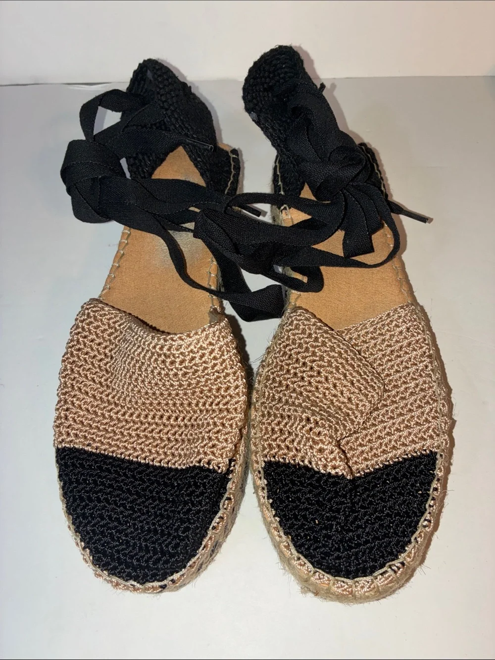 Free People, Island Time Espadrilles, Size EU 39/ US 8.5, Black & Beige